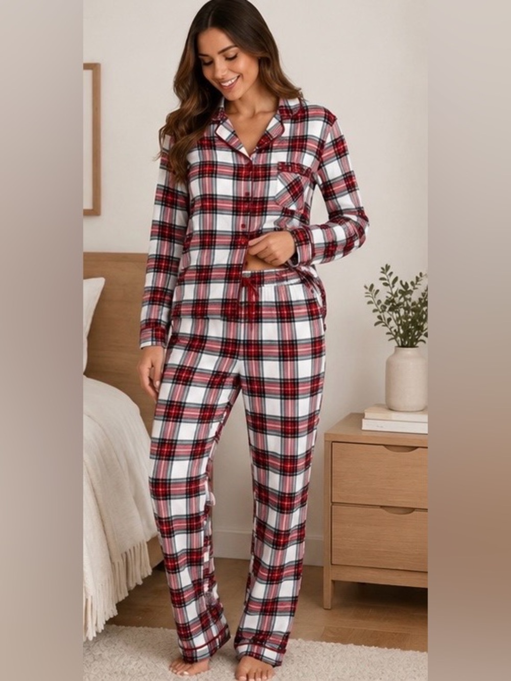 NWT La Vie en Rose plaid pyjamas